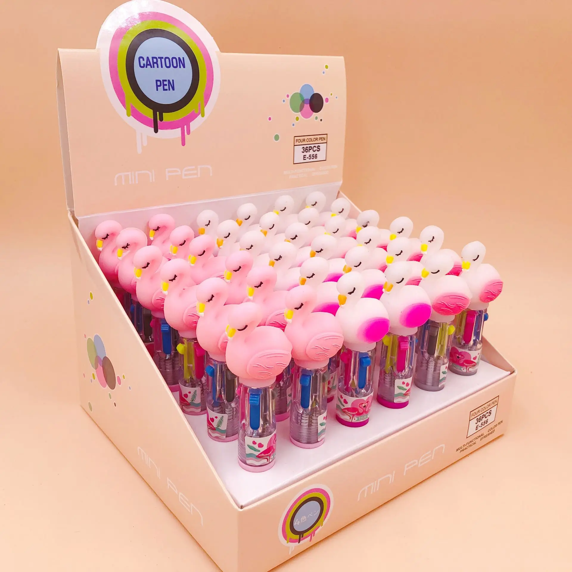 3 шт./лот миниатюрная шариковая ручка с фламинго 4 цвета школьные и офисные