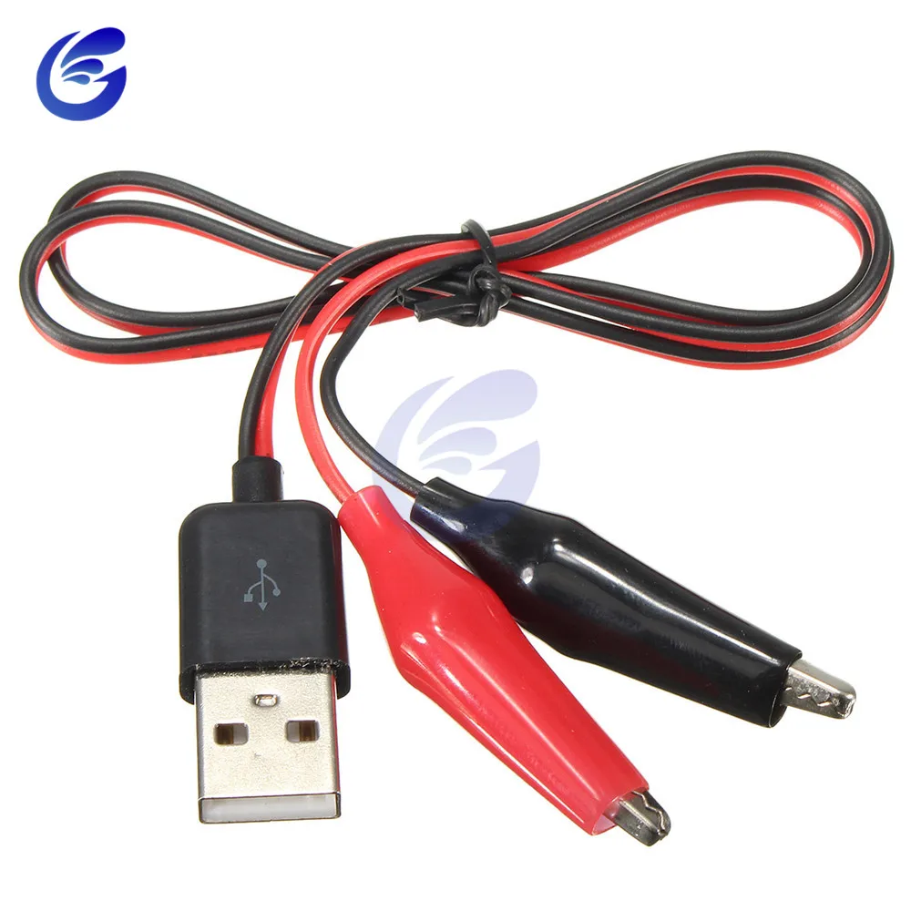 Крокодил тестовые зажимы зажим для USB разъем питания адаптер провода 60 см