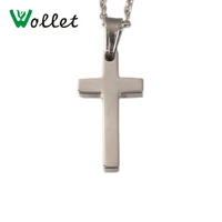 wollet jewelry high quality pious cross full glossy steel color stainless steel pendant for women men