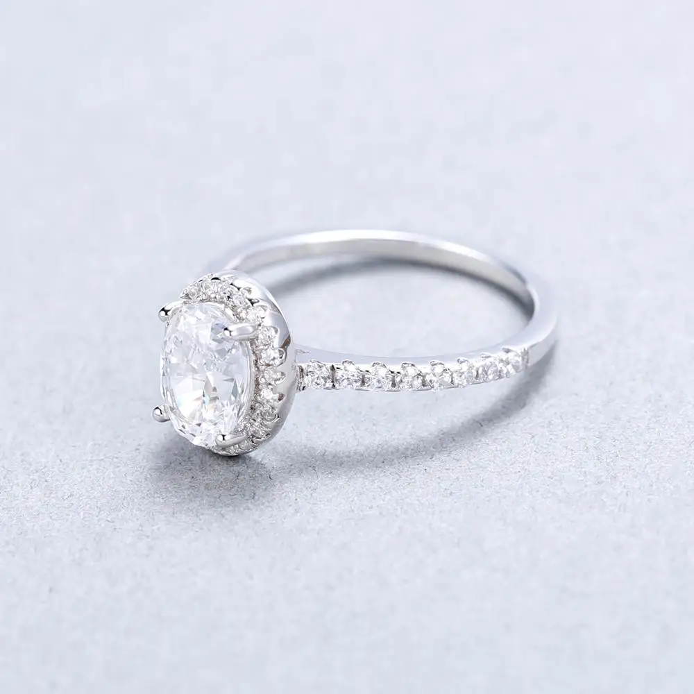 GEM'S балетные 925 пробы серебро 1.57Ct овальные бриллиантовые имитирующие люкс Sienna Halo обручальные кольца для женщин Свадебные ювелирные изделия
