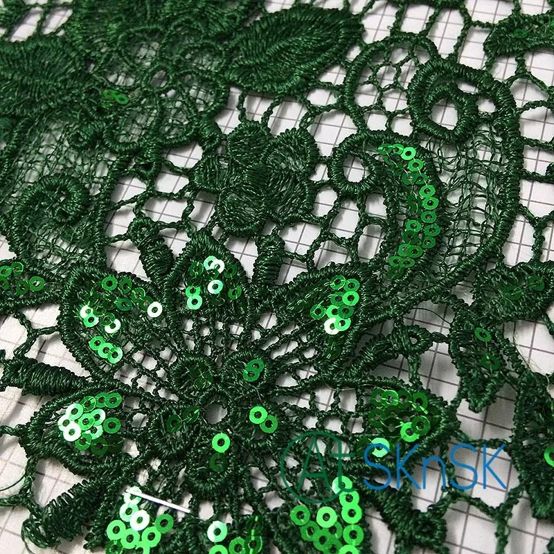 50 двор/серия Зеленый Вышивка Кружева Блесток Цветок Из Ткани Свадебное Кружевной
