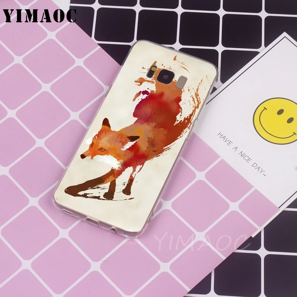 Мягкий ТПУ чехол YIMAOC ovely Animal Fox для Galaxy j3 j5 j6 j7 A5 2016 2017 A6 A9 2018 Note 8 9 S7 edge S8 S9 S10 Plus S10e |