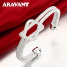 Браслет-манжета из серебра 925 пробы с простым плетением в виде узелков для женщин, модные ювелирные изделия