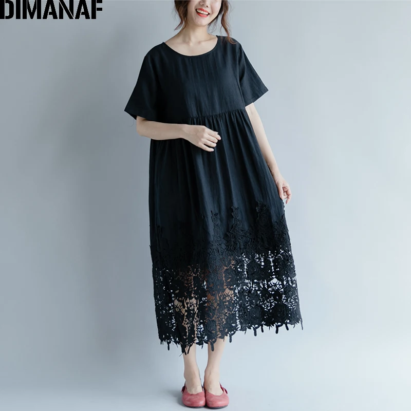 DIMANAF женское платье плюс размеры Лето Хлопок Femme Леди Элегантный Vestidos