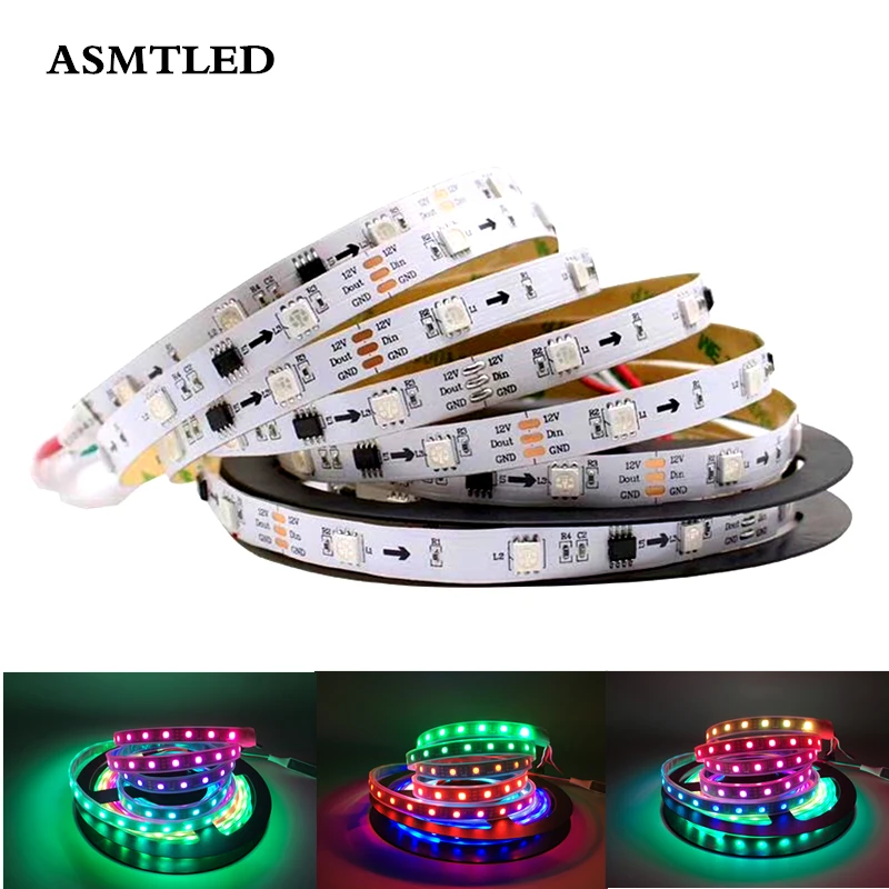 WS2811 5050 SMD RGB лента 12 В программируемая Адресуемая 30 светодиодов/м Светодиодная