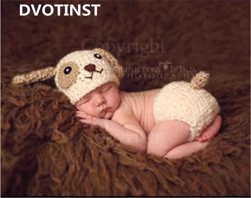 Dvotinst новорожденных реквизит для фотосъемки вязание крючком Вязаные животные чепчик наряд набор Fotografia аксессуары студийные фотосессии реквизит