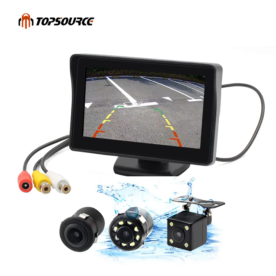 2 в 1 TFT 4,3 дюймов авто TFT lcd камера заднего вида парковочный цветной монитор+ светодиодный ПЗС камера ночного видения с автомобильными мониторами