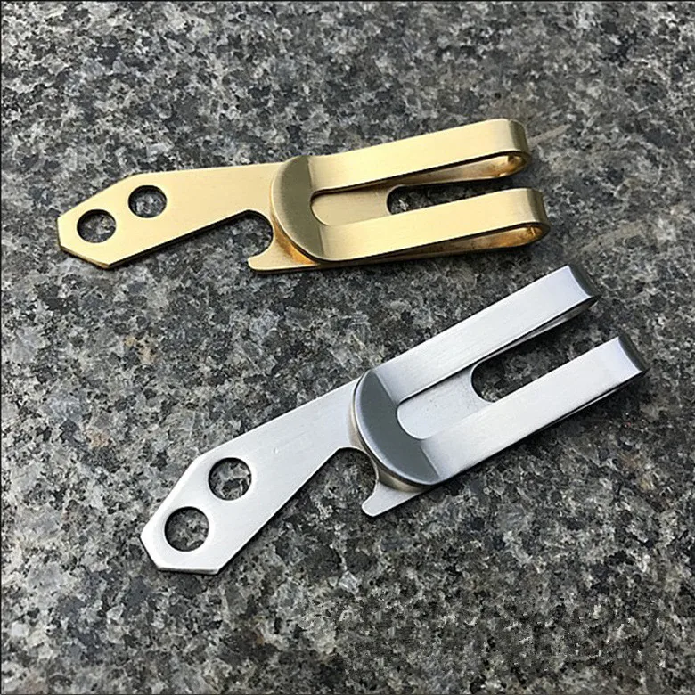 2pcs brass money hang clip hook buckle bottle opener tool fastener DIY keychain stainless steel waist wallet snap | Дом и сад
