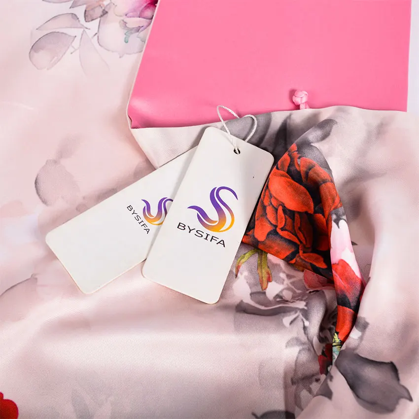 Женская шелковая шаль BYSIFA розовая шарф с двумя линиями модные аксессуары 2019| |