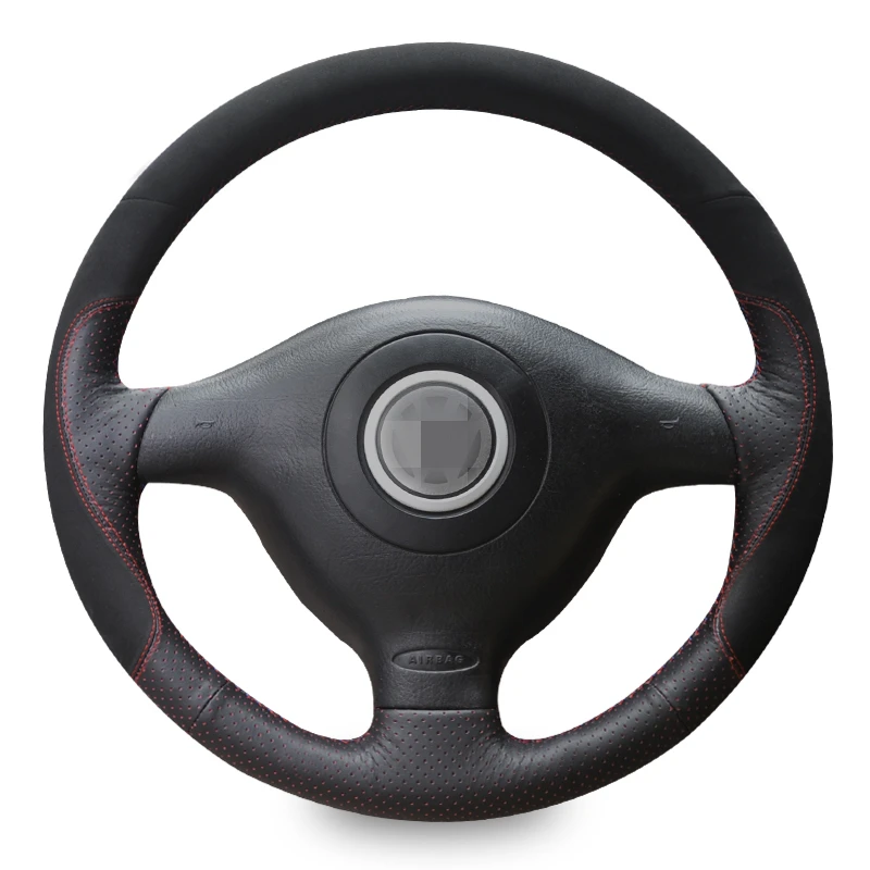 

Hand Sew Black Suede Black Leather Car Steering Wheel Cover for Volkswagen VW Golf 4 Mk4 Old VW Passat B5