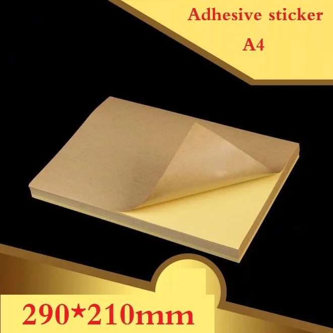 

100 Sheets/lot A4 size Blank Kraft adhesive sticker Self adhesive A4Kraft Label Paper for Laser Inkjet Printer Packaging Label