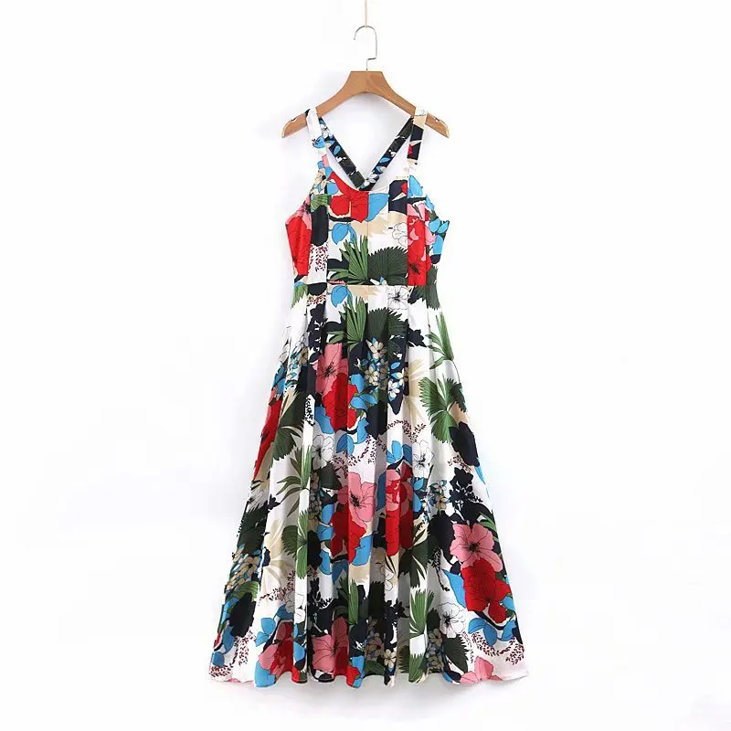 Женское летнее платье 2019 сексуальное с перекрещивающимися бретелями богемное