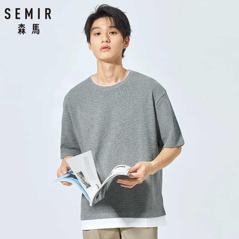 SEMIR Мужская футболка с короткими рукавами Корейская версия хлопок круглым