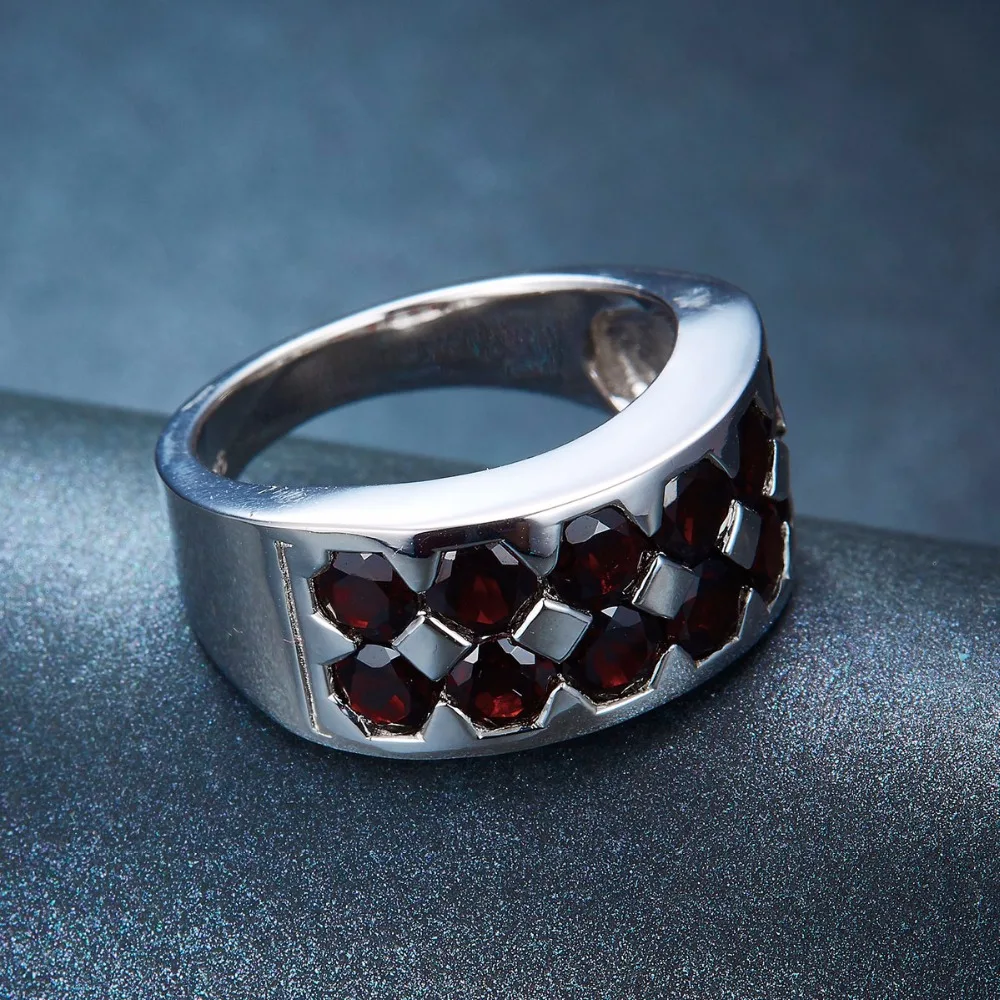 HUTANG обручальное кольцо 4.2ct натуральный черный гранат твердый кластер из