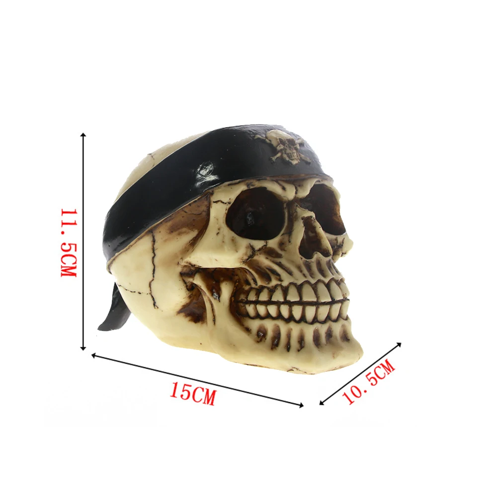 1Piece Collectible Skull With Headband Handpainted Resin Statue Gang Bikers Sports Desk Decoration | Дом и сад