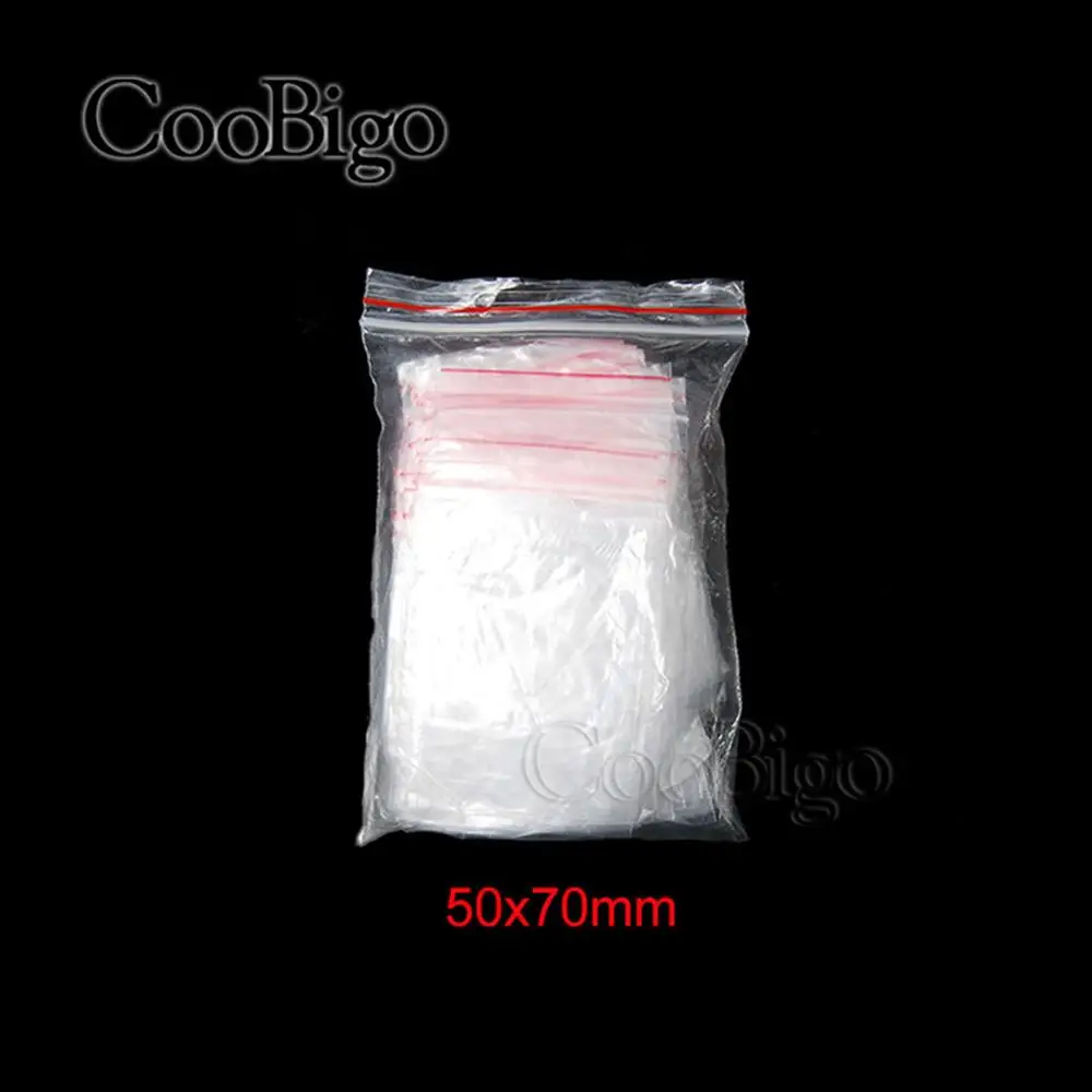 100 шт Толщина 0,05 мм 0,06 мм 0,07 мм 0,1 мм Ювелирные изделия Ziplock застежка-молния замок Reclosable Пластиковые Поли прозрачные сумки Ziplock мешок - Цвет: 50x70mm