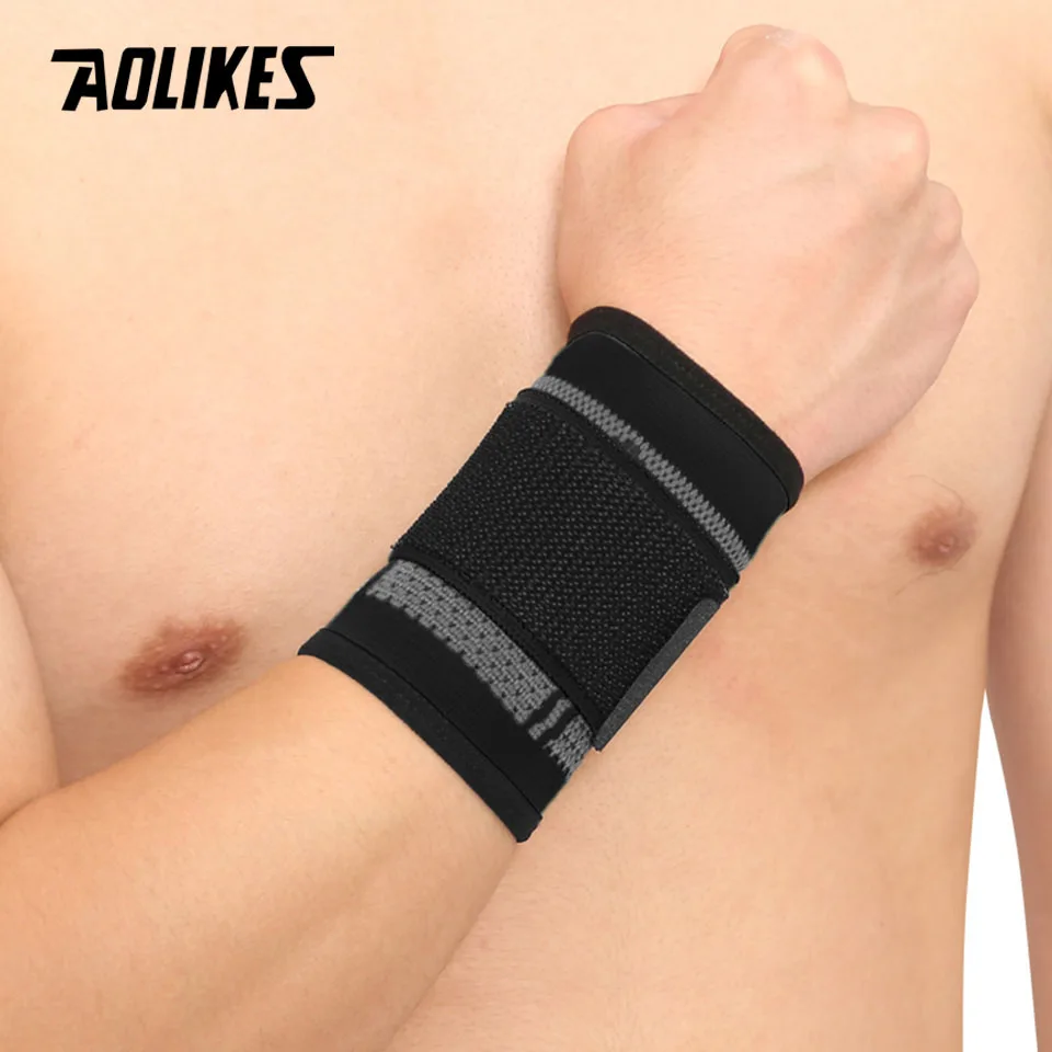 AOLIKES 1PCS 3D Weaving Pressurized Straps Fitness Wristband Crossfit Gym Powerlifting Wrist Support Brace Bandage Hand Wraps - купить по