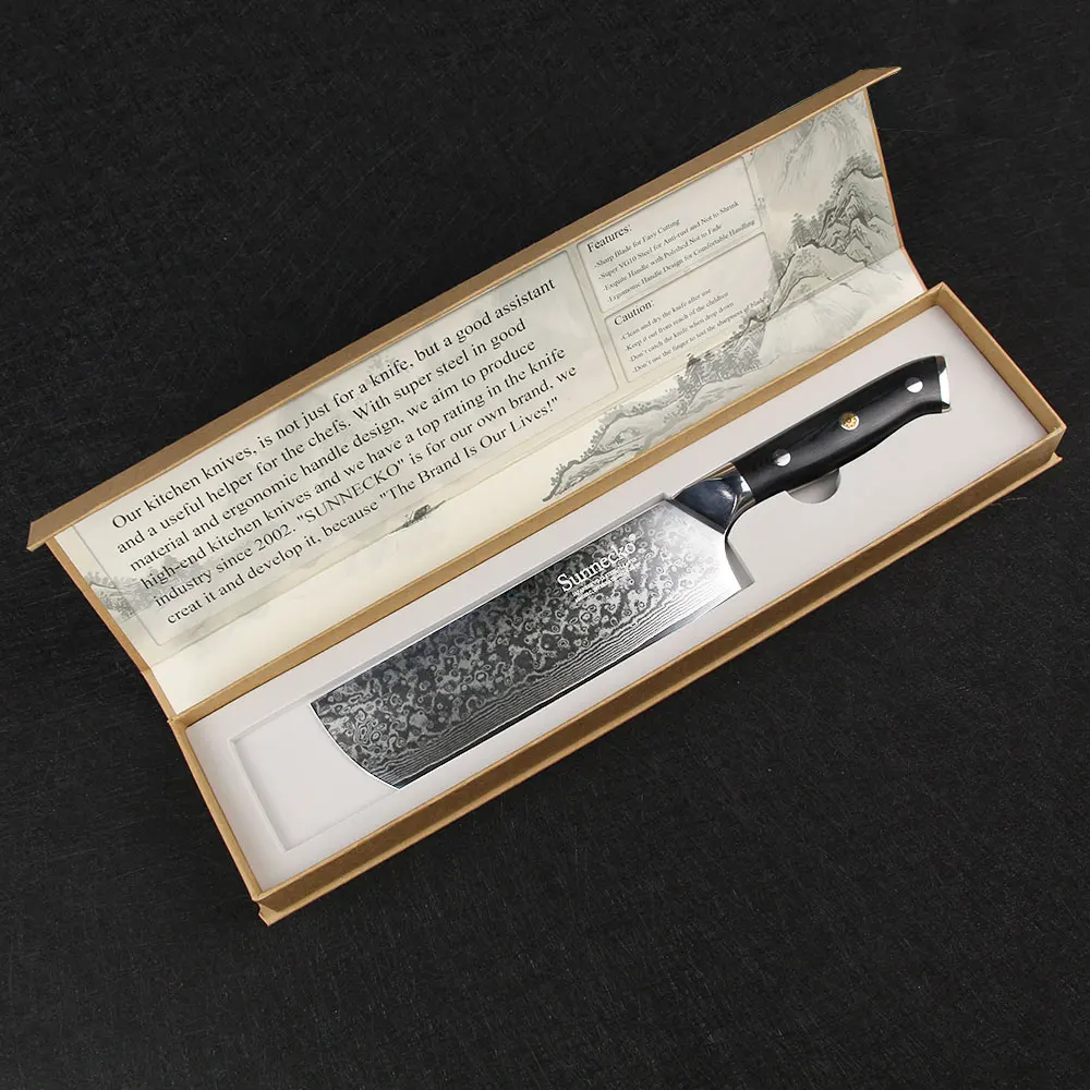 SUNNECKO 2PCS Kitchen Knife Set 7&quotCleaver 5&quotUtility Japanese VG10 Damascus Steel Razor Sharp Cooking Knives G10 Handle | Дом и сад