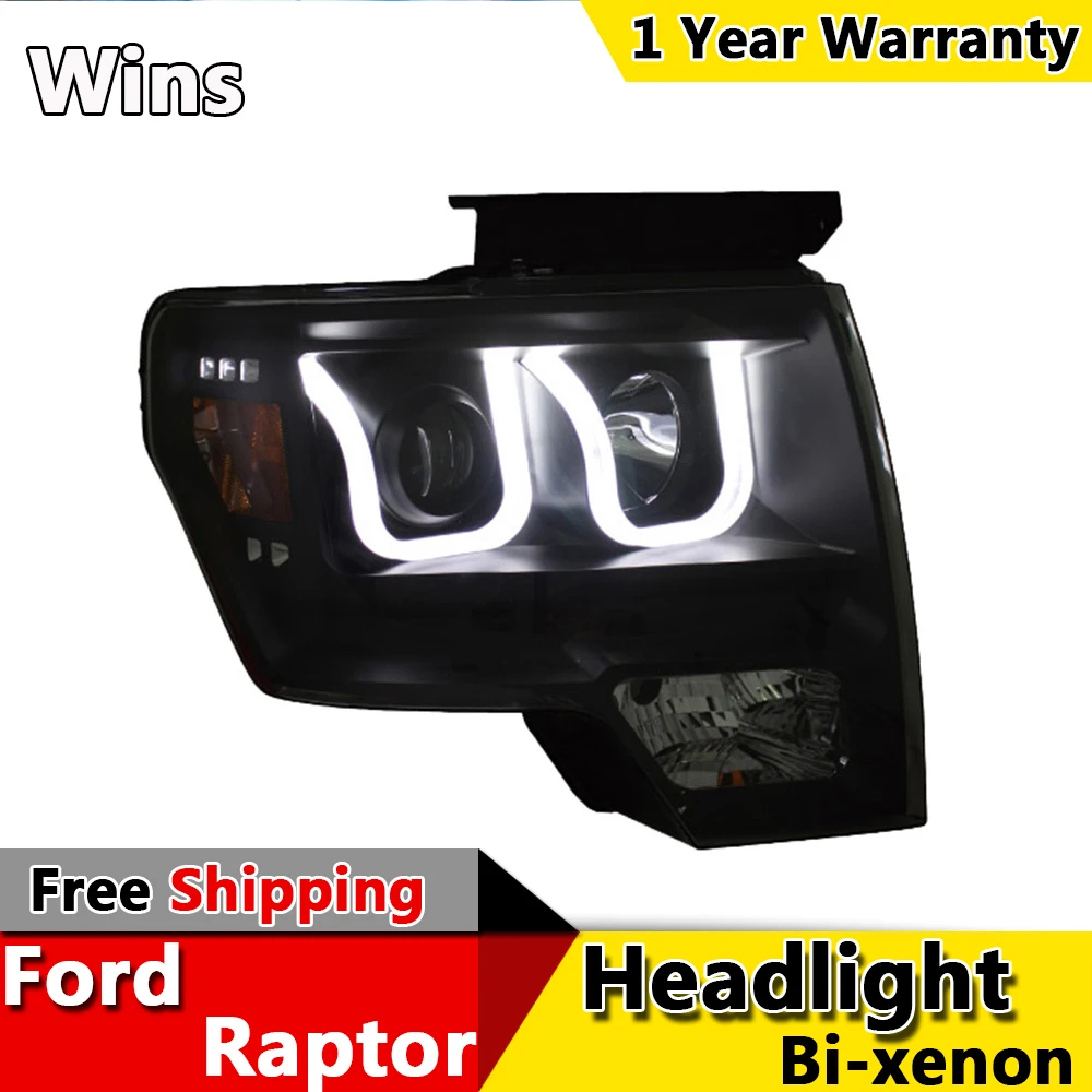 Победы огни для Ford F150 Raptor СВЕТОДИОДНЫЕ Фары DRL Объектив Двойной Луч H7 Ксеноновые