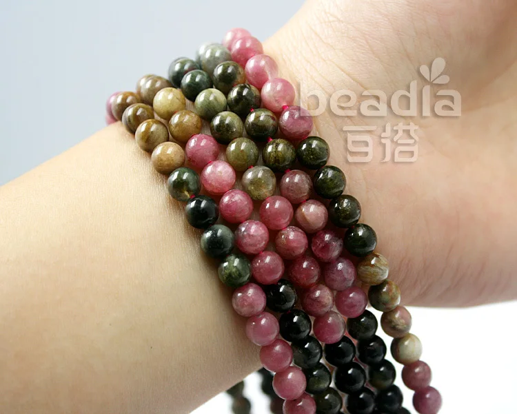 Бесплатная доставка круглые бусины из натурального турмалина высшего качества