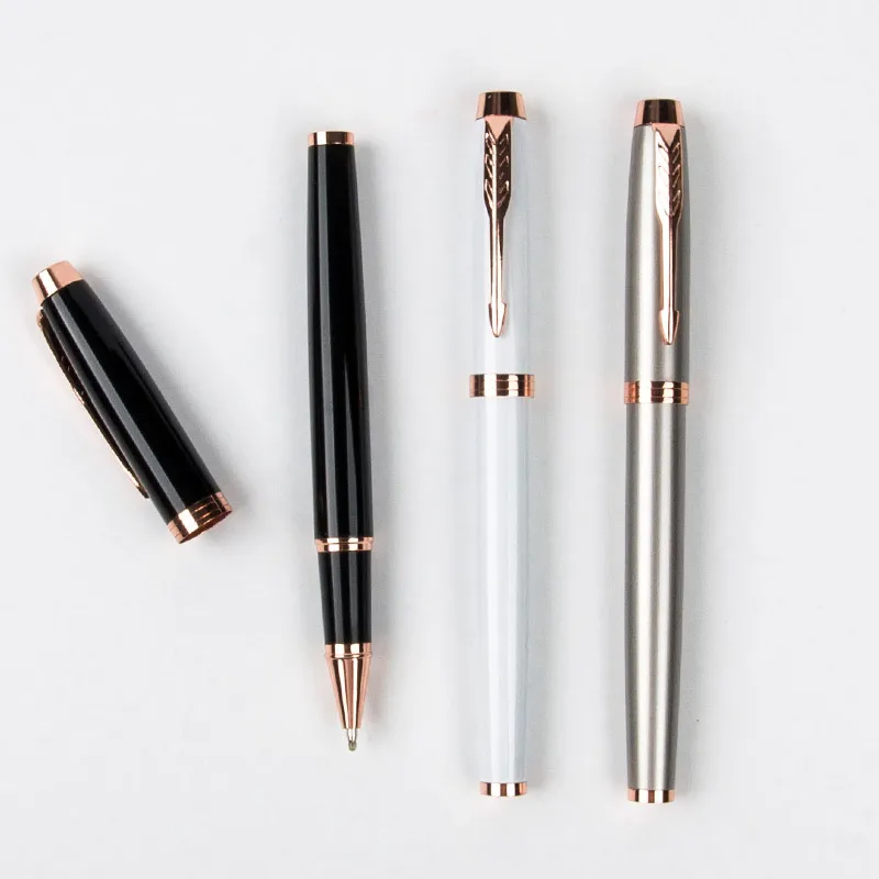 

metal gel pen set Black with rose gold Clip Rollerball Pen 0.5mm Black Refill Ballpoint Pen for Signing