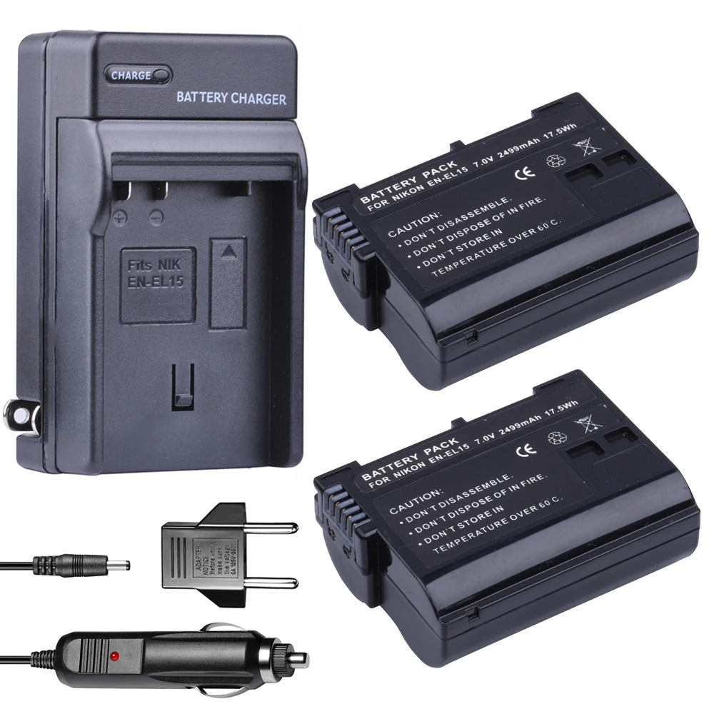 

2PCS EN-EL15 bateria ENEL15 EN EL15 Battery + Car Charger kit +EU adapter for Nikon D800E D800 D600 D7100 D7000 D7100 V1 MB-D14