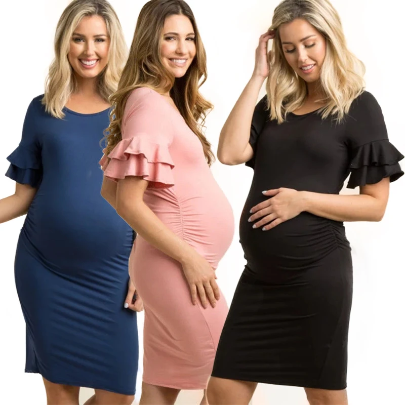 Pagoda Sleeve Pregnancy Dress Gravidas Vestidos Maternity Dresses for Pregnant Women Clothes Skinny Slim Lady Maternity Summer