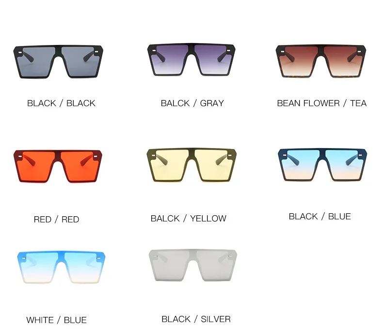 

LVVKEE Luxury Brand Fashion Oversized Sunglasses Women Classic Square Clear Lens Sun glasses One Piece Men Gafas Shade Mirror