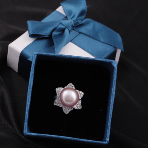Purple ring MeiBaPJ Самая низкая цена Мода цветок пресноводный жемчуг набор украшений для женщин AAA Zircons популярный Шарм ювелирные изделия - Окраска металла: Purple ring