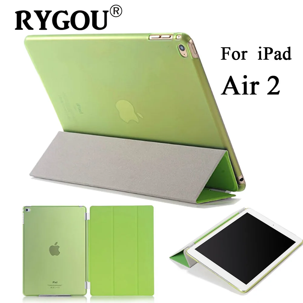 RYGOU для iPad Air 2 9 7 дюймовый прозрачный чехол + Магнитный ультра тонкий из ПУ кожи Air2