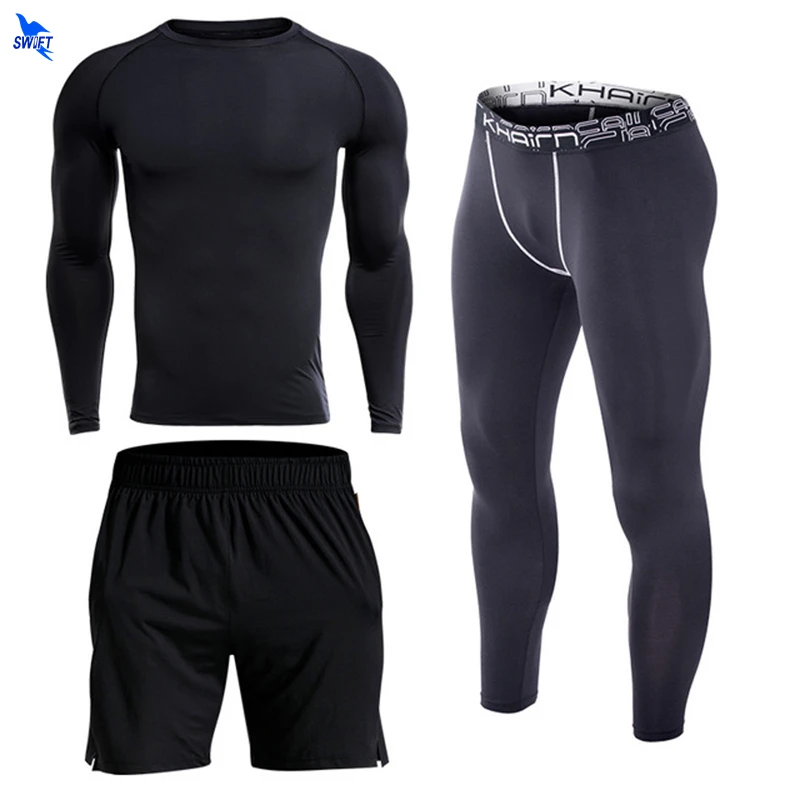 

Quick Dry Sport Suits Men Compression Running Set Breathable Basketball Soccer Training Sportswear Gym Workout Fitness Clothing