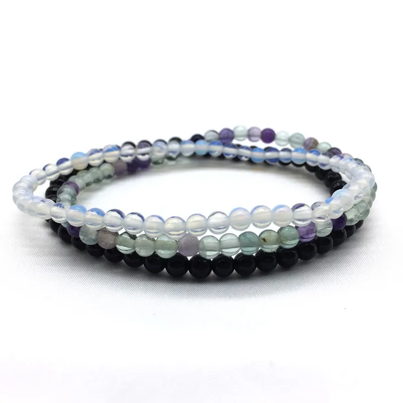 4 мм Природный камень бисера комплект Браслеты для Женщинам Мужчинам Девочкам 3
