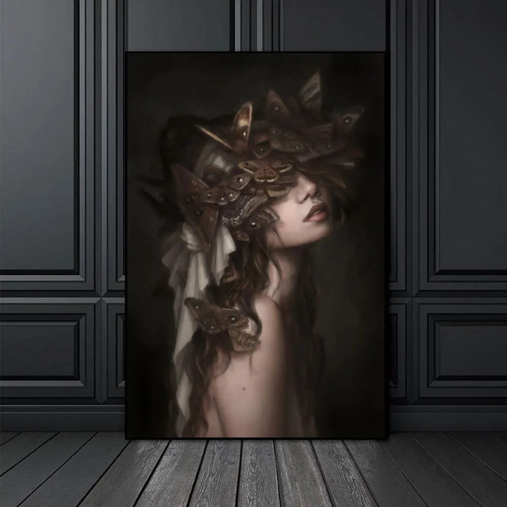 

Wall Art Nordic Style HD Prints Poster Butterfly Girl Fantasy Lover Moths Canvas Home Decor Painting Modular Bedroom Pictures