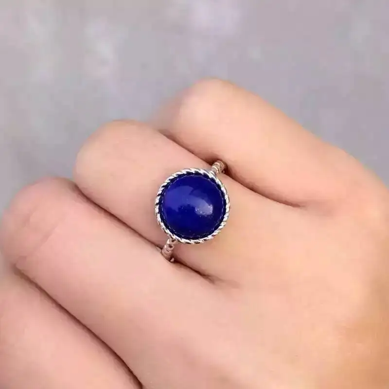 Кольцо из серебра 100% пробы с натуральным Лазуритом 10 мм|fine jewelry|jewelry ringsjewelry women rings |