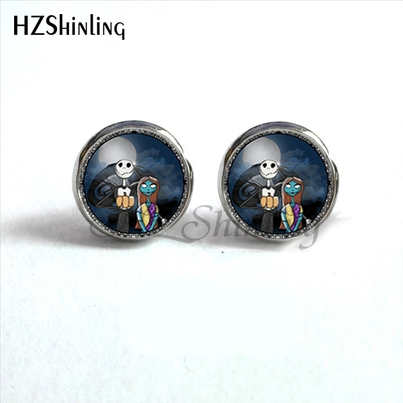 ED-0046, Новое поступление, серьги-гвоздики Jack Skellington and Sally, Кошмар перед Рождеством, серьги для девушек, серьги-бойфренды - Окраска металла: 8