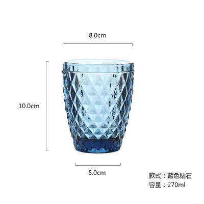 240ml Blue C Милая Ретро рельефная стеклянная чашка Бытовая утолщенная термостойкая чайная чашка большая креативная чашка для сока - Цвет: 240ml Blue C