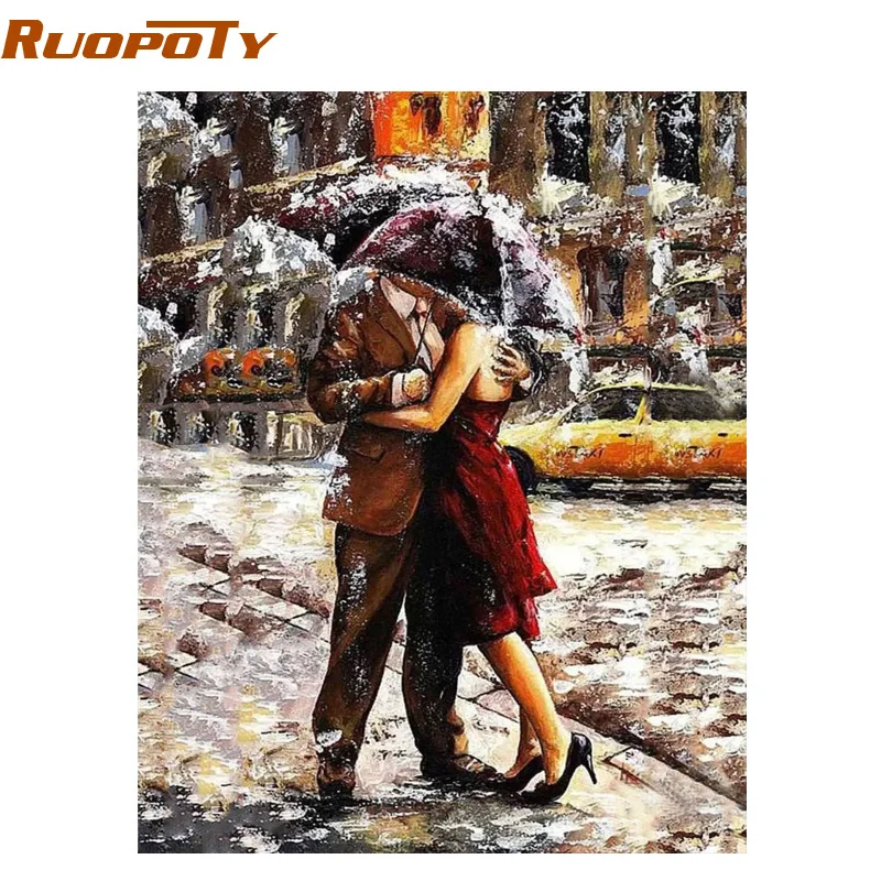 RUOPOTY романтическая картина для влюбленных DIY Набор для рисования по номерам раскраска ручная роспись маслом для украшения свадьбы