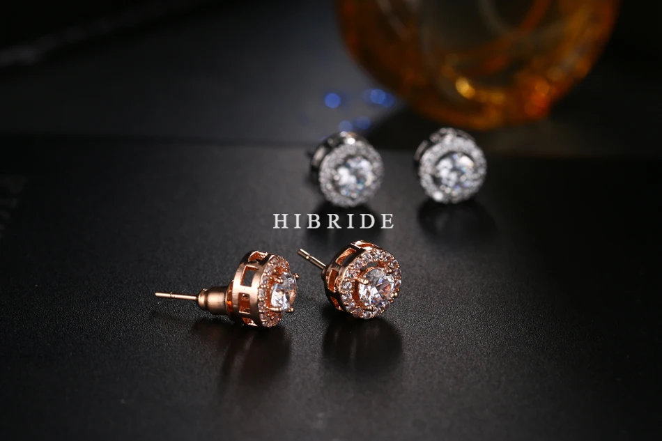 HIBRIDE, высокое качество, мужские/женские серьги, белый кристалл, AAA Цирконий, серьги-гвоздики для женщин, вечерние, подарки, E-85