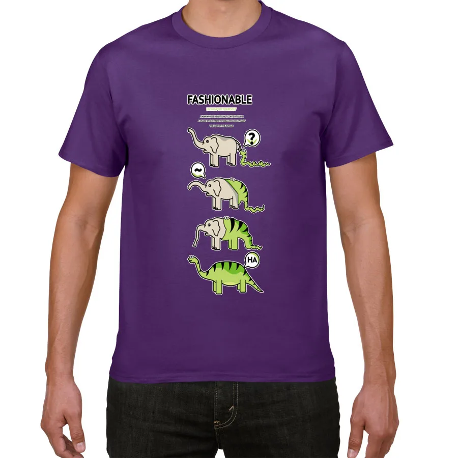 Snake Eating Elephant: Evolution to Dinosaur - Funny Graphic Novelty T-Shirt for Men, 100% Cotton Streetwear image 4