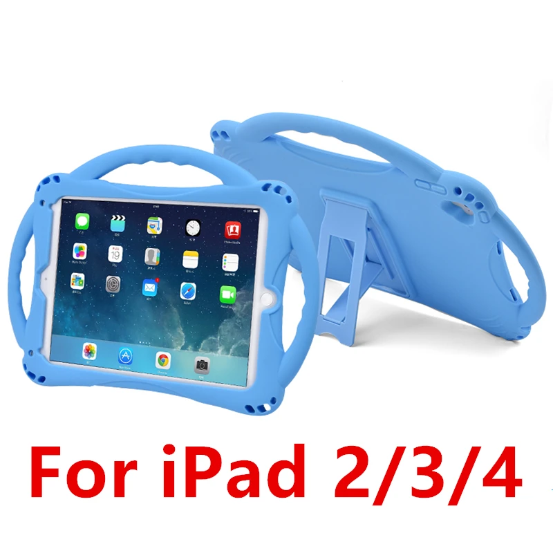 Sky Blue 2 Shockproof Kickstand for iPad 9.7 Case Kids Soft Non-toxic Silicon Children Cover for iPad 2 3 4 Air 2 1 Mini Coque - Цвет: Sky Blue 2