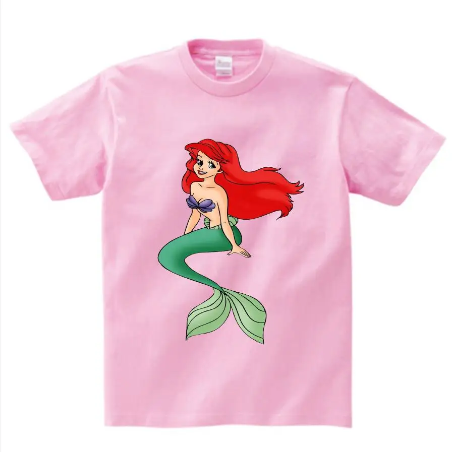 pink childreT-shirt Детская одежда с изображением русалки футболки с короткими рукавами для мальчиков и девочек, топы, футболки для малышей детская одежда футболки N - Цвет: pink childreT-shirt