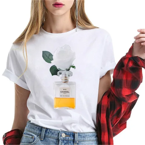xne03 Tumblr хлопок Летние топы женские духи футболка Camisetas mujer Модные женские o-образным вырезом короткий рукав Koszule Damskie белый - Цвет: xne03