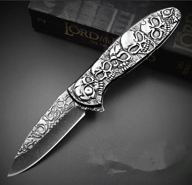 Призрак череп голова 2 стиля stonewash стальной складной нож уличные штаны для охоты ножи инструменты для выживания коллекция подарки