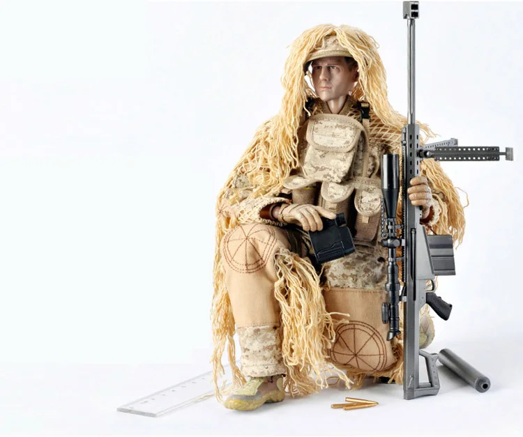 Desert Моделирование военный 1:6 масштаб Снайпер Фигурки кукла 12 дюймов армейские солдаты с снайперской винтовкой Пустыня Ghillie костюм модель игрушки - Цвет: Desert