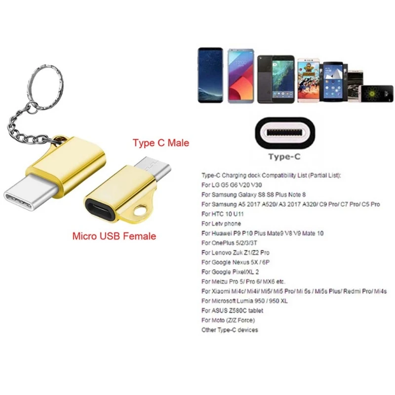 USB C 3,1 type C Мужской к Micro USB Женский конвертер Соединительный брелок для huawei zte xiaomi samsung oneplus Phone