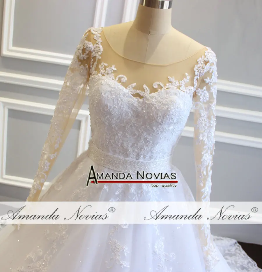 Потрясающее кружевное свадебное платье с длинными рукавами бальное vestido de noiva