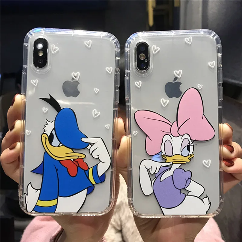 Мягкий чехол для телефона с милым рисунком Микки и Минни для iphone 11Pro XR XS MAX 6 6s 8X7 Plus, прозрачный противоударный чехол из ТПУ для iphone 7 8