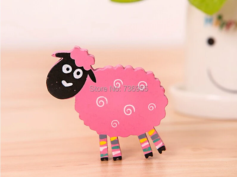 Wooden creative cute little cartoon candy-colored Korean refrigerator magnet (big sheep) | Дом и сад