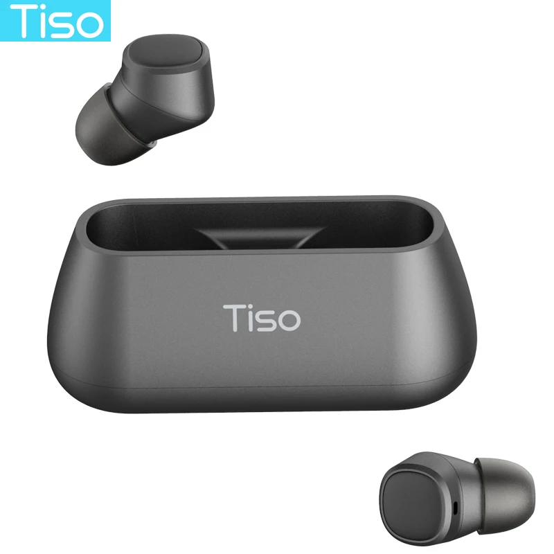 Черный Tiso i4 TWS наушники 5,0 Bluetooth беспроводные наушники Магнитный дизайн встроенный двойной микрофон и 500 мАч Внешний аккумулятор зарядная коробка - Цвет: Черный