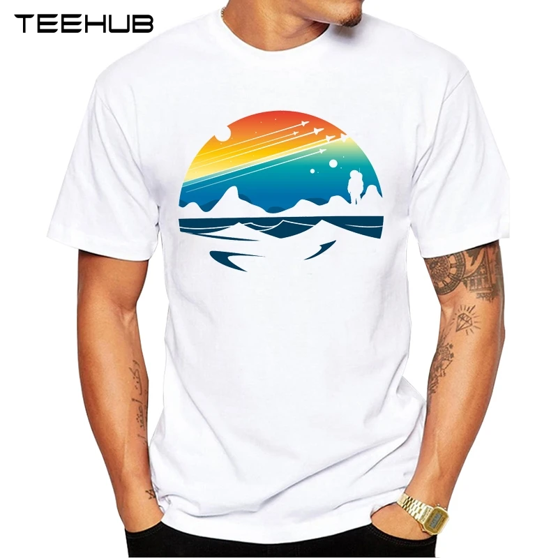 Новая летняя модная живописная футболка TEEHUB с красочным космическим принтом